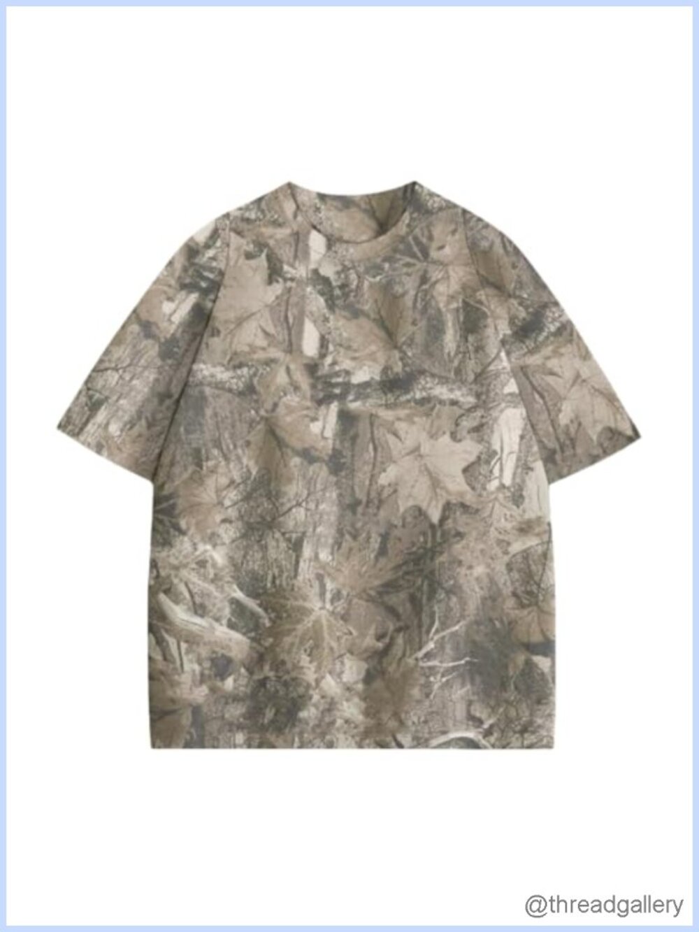 Oversized Camo Maple Leaf T-Shirt Crewneck Short Sleeve Y2K Unisex Tee